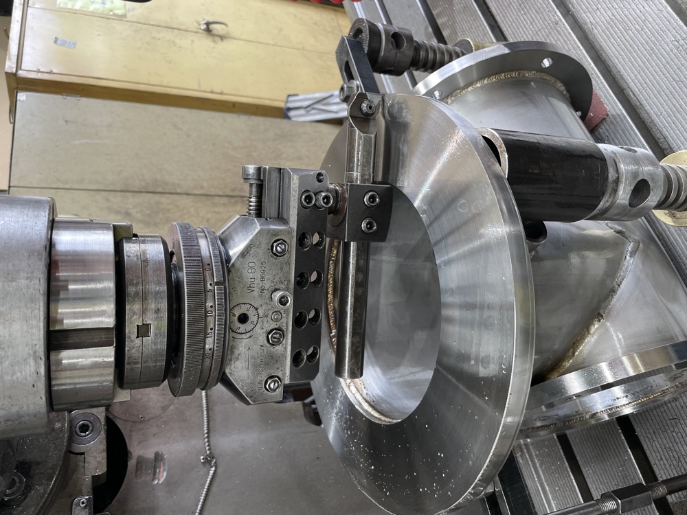 Boring head machining a large fabricated component in the ACR North machine shop