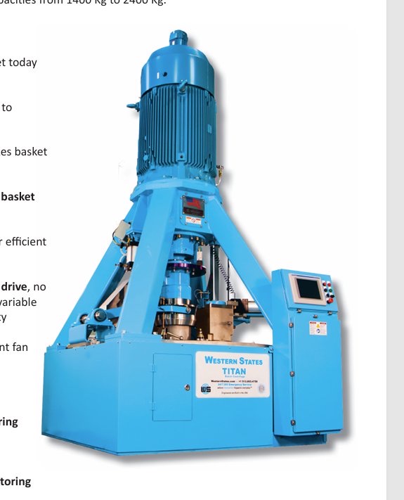 Western States Titan Series batch centrifugal